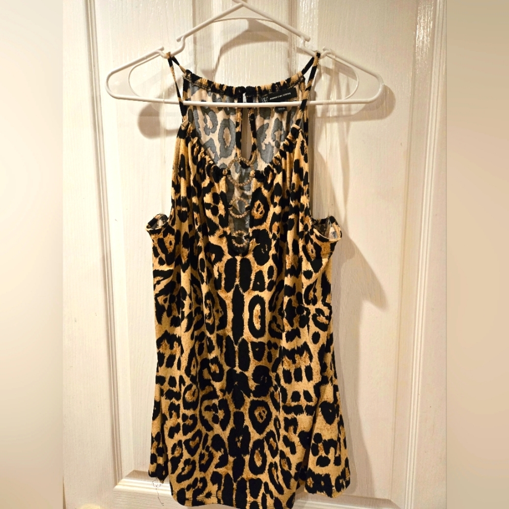 INC spaghetti strap leopard top XL